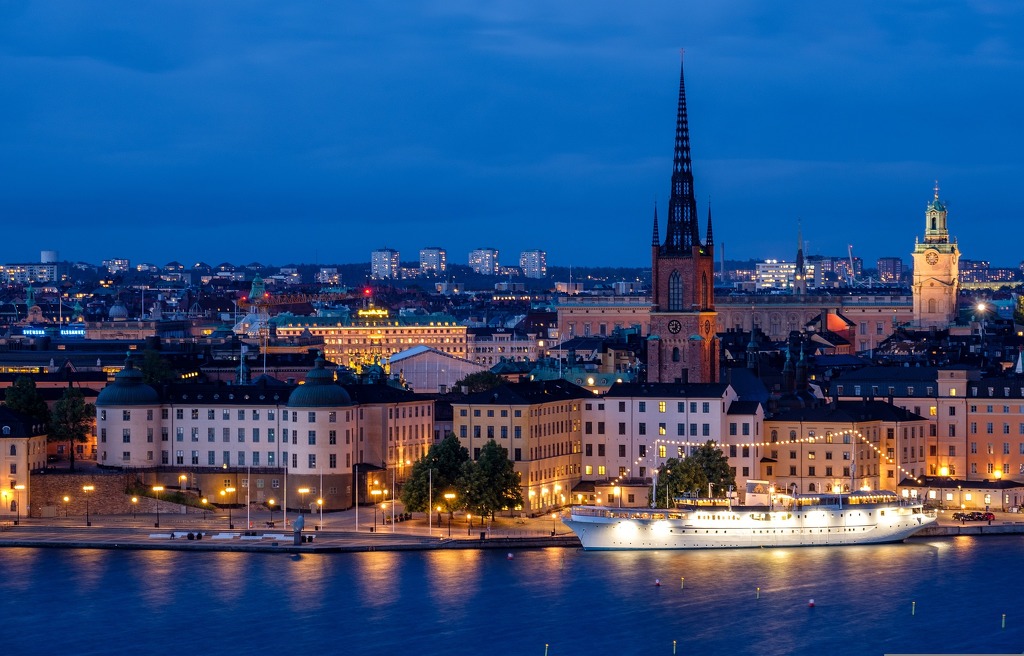 Večerní panorama Stockholmu